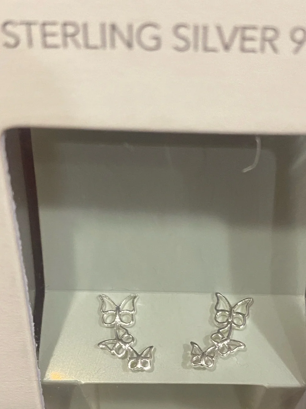 Sterling Silver 925 Butterfly post Earrings. NWT NIP